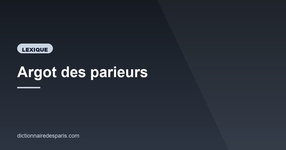 Illustration de l'article consacré à l'argot des parieurs